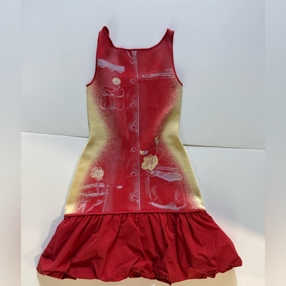 PH5 Red and Yellow Pleated Sundress Sleeveless Casual